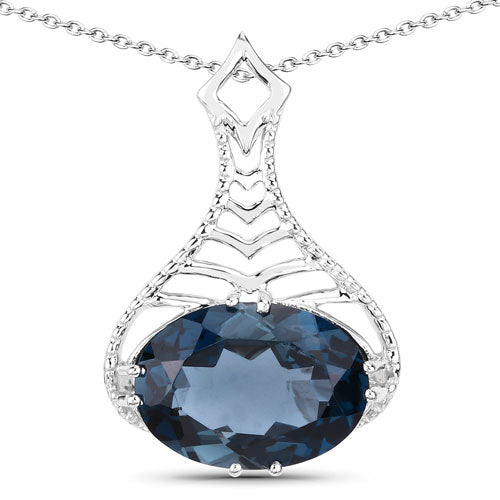 6.65 Carat Genuine London Blue Topaz .925 Sterling Silver Pendant Bids.com
