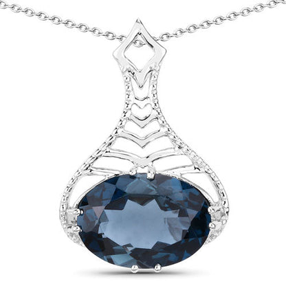6.65 Carat Genuine London Blue Topaz .925 Sterling Silver Pendant Bids.com