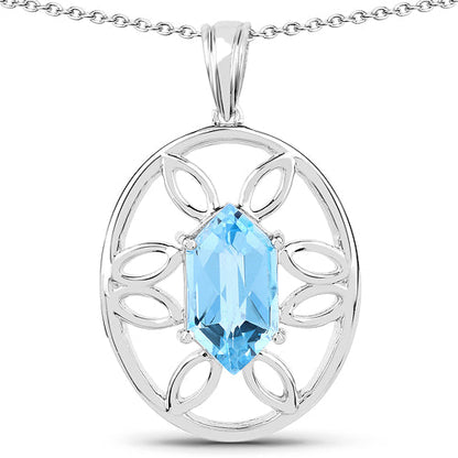 6.17 Carat Genuine Swiss Blue Topaz .925 Sterling Silver Pendant Bids.com