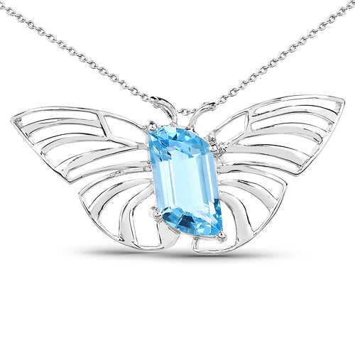 10.62 Carat Genuine Swiss Blue Topaz .925 Sterling Silver Pendant Bids.com