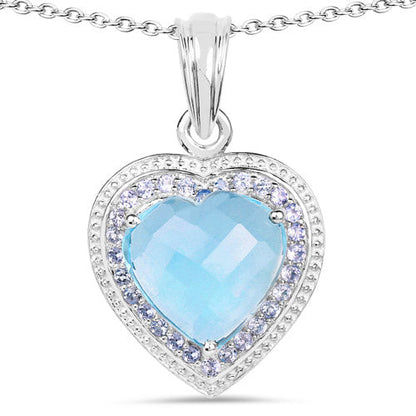 7.36 Carat Genuine Blue Topaz and Tanzanite .925 Sterling Silver Pendant Bids.com