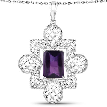 7.80 Carat Genuine Amethyst .925 Sterling Silver Pendant Bids.com