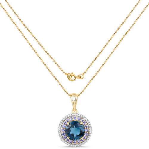 "5.10 Carat Genuine London Blue Topaz, Tanzanite and White Topaz .925 Sterling Silver Pendant Bids.com
