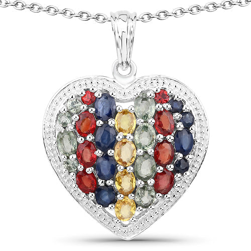 4.40 Carat Genuine Multi Stones .925 Sterling Silver Pendant Bids.com