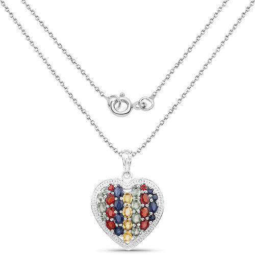 4.40 Carat Genuine Multi Stones .925 Sterling Silver Pendant Bids.com