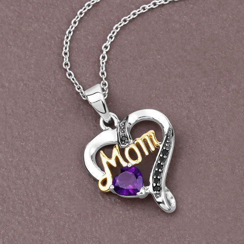0.48 Carat Genuine Amethyst and Black Spinel .925 Sterling Silver Pendant Bids.com