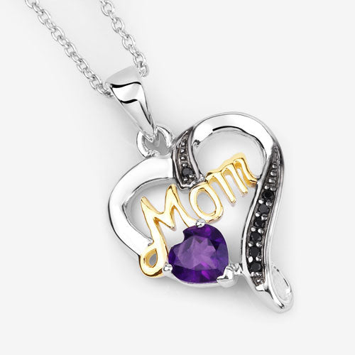 0.48 Carat Genuine Amethyst and Black Spinel .925 Sterling Silver Pendant Bids.com