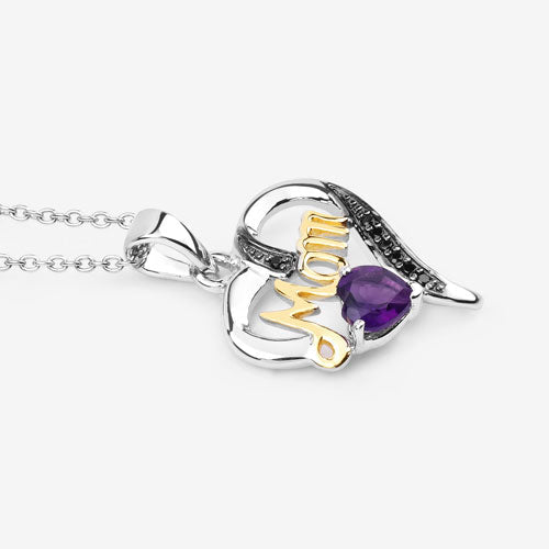 0.48 Carat Genuine Amethyst and Black Spinel .925 Sterling Silver Pendant Bids.com