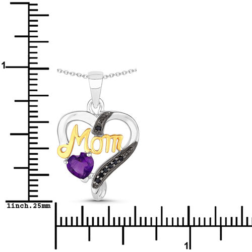 0.48 Carat Genuine Amethyst and Black Spinel .925 Sterling Silver Pendant Bids.com