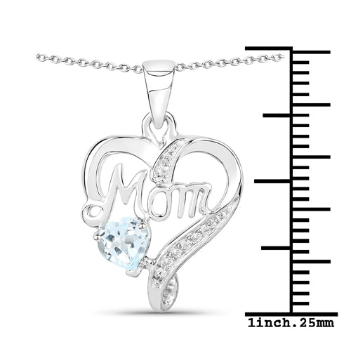 0.54 Carat Genuine Blue Topaz and White Topaz .925 Sterling Silver Pendant Bids.com