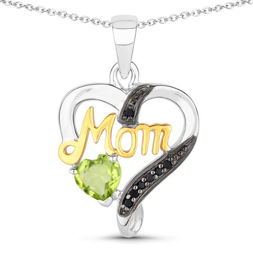 0.49 Carat Genuine Peridot and Black Spinel .925 Sterling Silver Pendant Bids.com