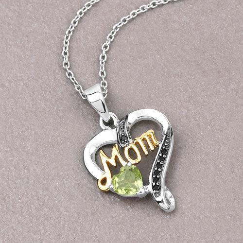 0.49 Carat Genuine Peridot and Black Spinel .925 Sterling Silver Pendant Bids.com