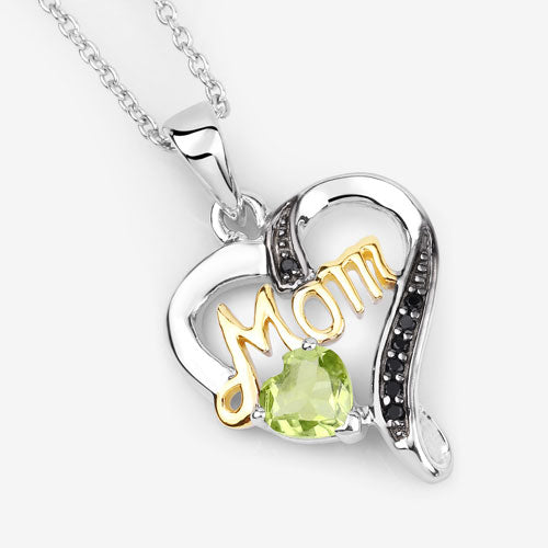 0.49 Carat Genuine Peridot and Black Spinel .925 Sterling Silver Pendant Bids.com