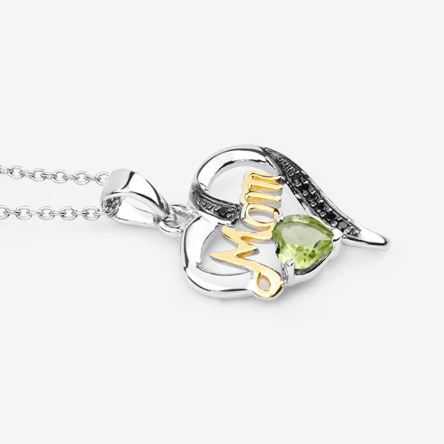 0.49 Carat Genuine Peridot and Black Spinel .925 Sterling Silver Pendant Bids.com