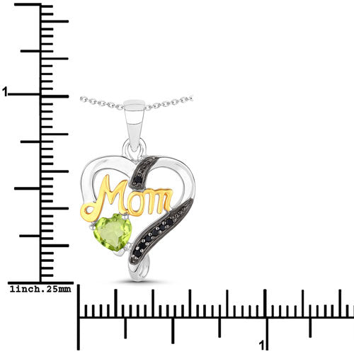0.49 Carat Genuine Peridot and Black Spinel .925 Sterling Silver Pendant Bids.com