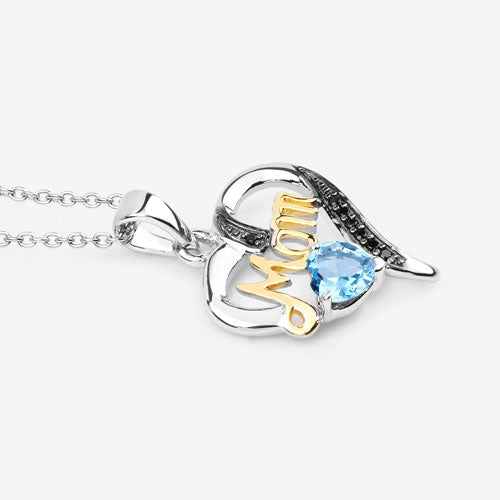 0.57 Carat Genuine Swiss Blue Topaz and Black Spinel .925 Sterling Silver Pendant Bids.com