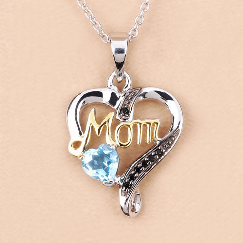 0.57 Carat Genuine Swiss Blue Topaz and Black Spinel .925 Sterling Silver Pendant Bids.com