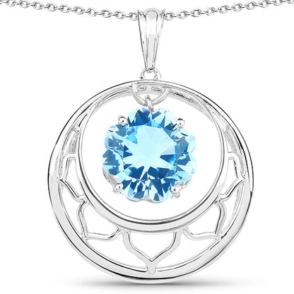 8.75 Carat Genuine Swiss Blue Topaz .925 Sterling Silver Pendant Bids.com