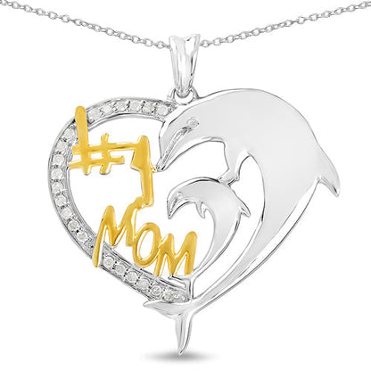 Two Tone Plated 0.14 Carat Genuine White Diamond .925 Sterling Silver Pendant Bids.com