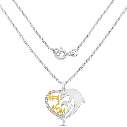 Two Tone Plated 0.14 Carat Genuine White Diamond .925 Sterling Silver Pendant Bids.com