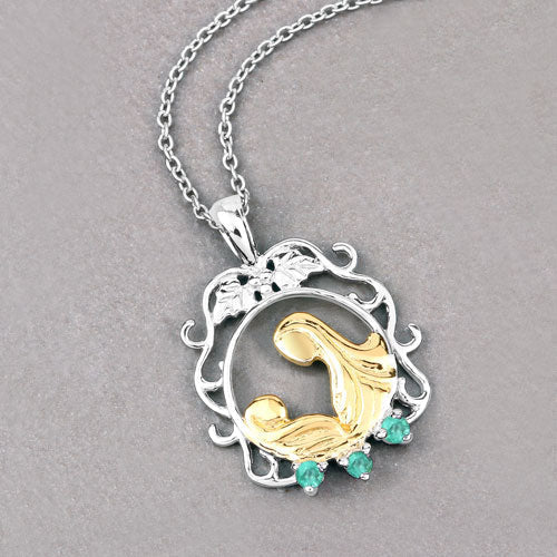 0.09 Carat Genuine Emerald .925 Sterling Silver Pendant Bids.com