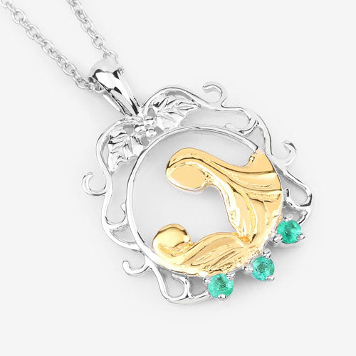 0.09 Carat Genuine Emerald .925 Sterling Silver Pendant Bids.com