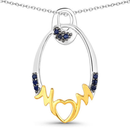 0.18 Carat Genuine Blue Sapphire .925 Sterling Silver Pendant Bids.com
