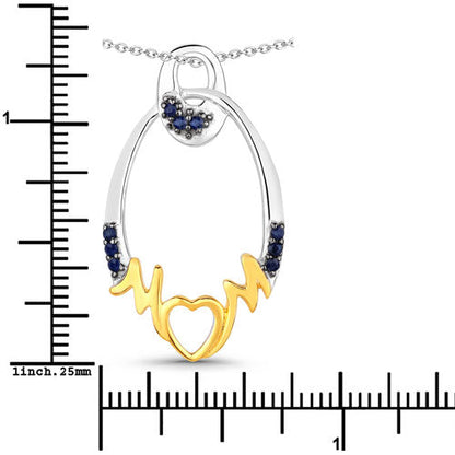 0.18 Carat Genuine Blue Sapphire .925 Sterling Silver Pendant Bids.com