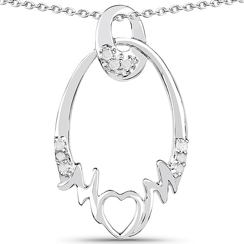 0.14 Carat Genuine White Diamond .925 Sterling Silver Pendant Bids.com