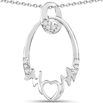 0.14 Carat Genuine White Diamond .925 Sterling Silver Pendant Bids.com