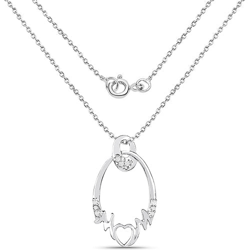 0.14 Carat Genuine White Diamond .925 Sterling Silver Pendant Bids.com