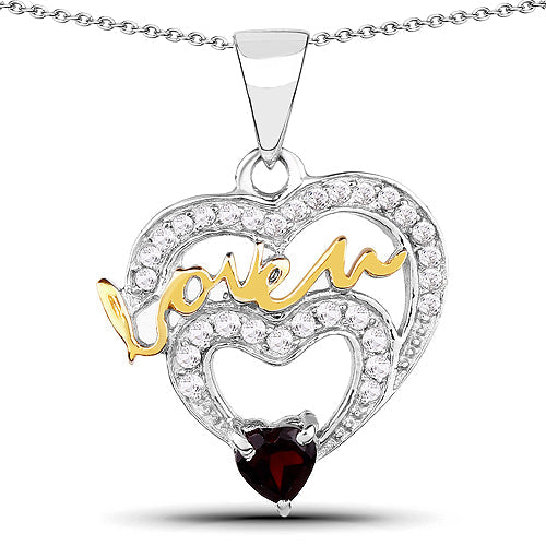0.51 Carat Genuine Garnet and White Topaz .925 Sterling Silver Pendant Bids.com
