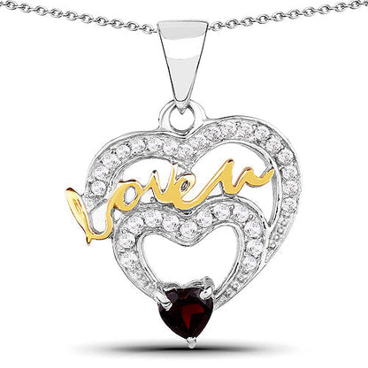 0.51 Carat Genuine Garnet and White Topaz .925 Sterling Silver Pendant Bids.com