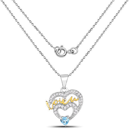 0.44 Carat Genuine Swiss Blue Topaz and White Topaz .925 Sterling Silver Pendant Bids.com