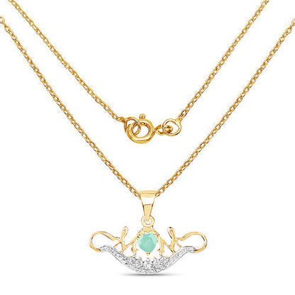 14K Yellow Gold Plated 0.62 Carat Genuine Emerald and White Topaz .925 Sterling Silver Pendant Bids.com
