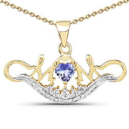 14K Yellow Gold Plated 0.62 Carat Genuine Tanzanite and White Topaz .925 Sterling Silver Pendant Bids.com
