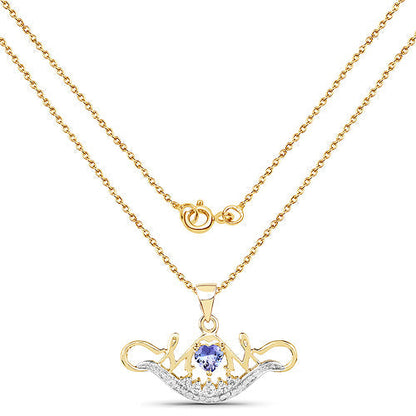 14K Yellow Gold Plated 0.62 Carat Genuine Tanzanite and White Topaz .925 Sterling Silver Pendant Bids.com