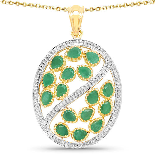 2.24 Carat Genuine Emerald .925 Sterling Silver Pendant Bids.com