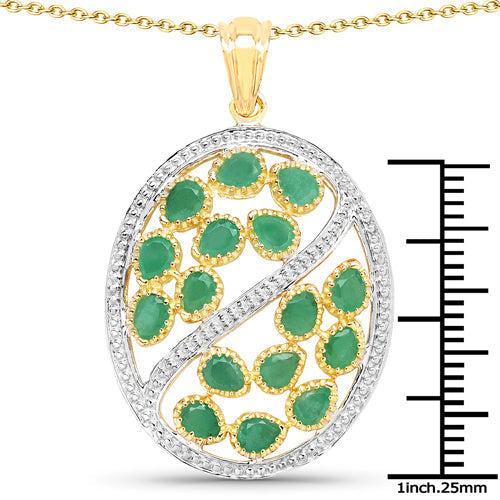 2.24 Carat Genuine Emerald .925 Sterling Silver Pendant Bids.com