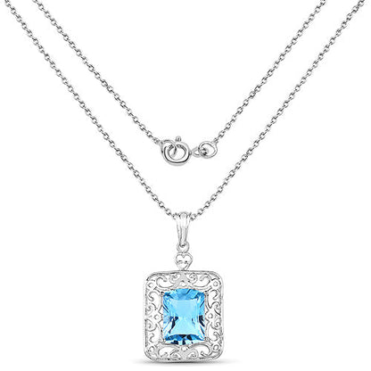 10.63 Carat Genuine Swiss Blue Topaz .925 Sterling Silver Pendant Bids.com