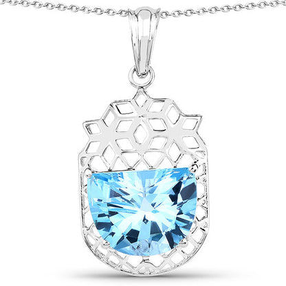 10.90 Carat Genuine Swiss Blue Topaz .925 Sterling Silver Pendant Bids.com
