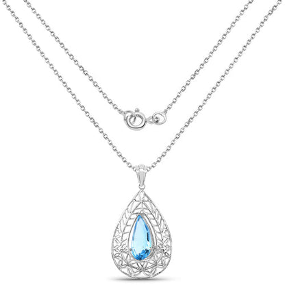 7.20 Carat Genuine Swiss Blue Topaz .925 Sterling Silver Pendant Bids.com