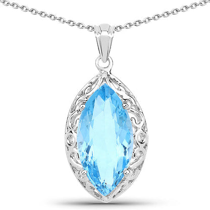 8.22 Carat Genuine Swiss Blue Topaz .925 Sterling Silver Pendant Bids.com