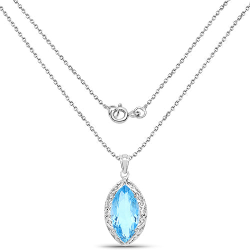 8.22 Carat Genuine Swiss Blue Topaz .925 Sterling Silver Pendant Bids.com