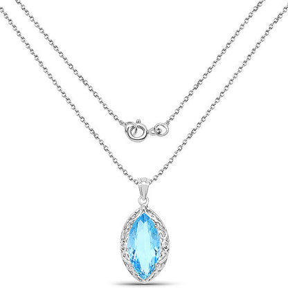 8.22 Carat Genuine Swiss Blue Topaz .925 Sterling Silver Pendant Bids.com