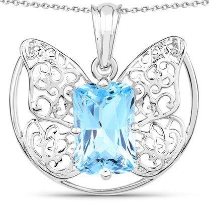 11.10 Carat Genuine Swiss Blue Topaz .925 Sterling Silver Pendant Bids.com