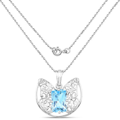 11.10 Carat Genuine Swiss Blue Topaz .925 Sterling Silver Pendant Bids.com