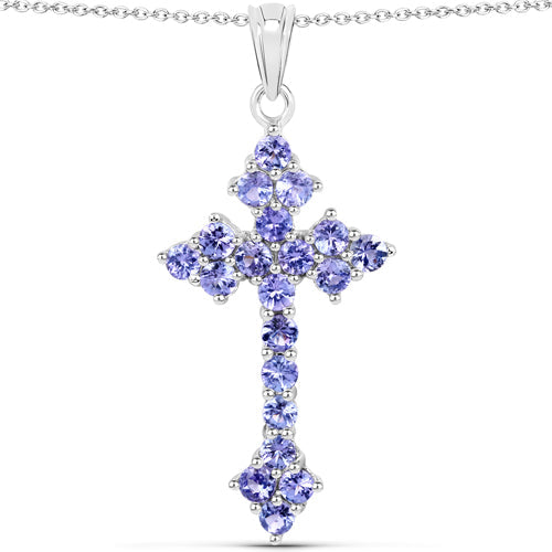 2.00 Carat Genuine Tanzanite .925 Sterling Silver Pendant Bids.com