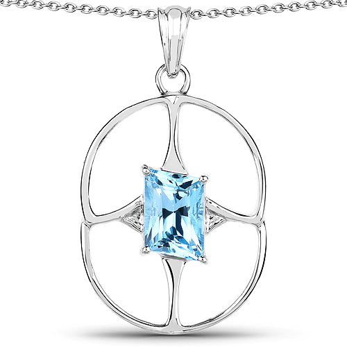 5.26 Carat Genuine Swiss Blue Topaz .925 Sterling Silver Pendant Bids.com