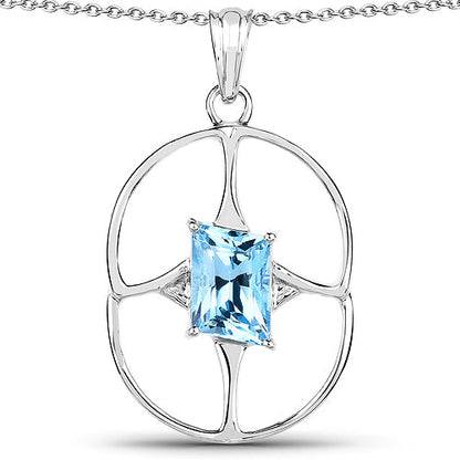 5.26 Carat Genuine Swiss Blue Topaz .925 Sterling Silver Pendant Bids.com